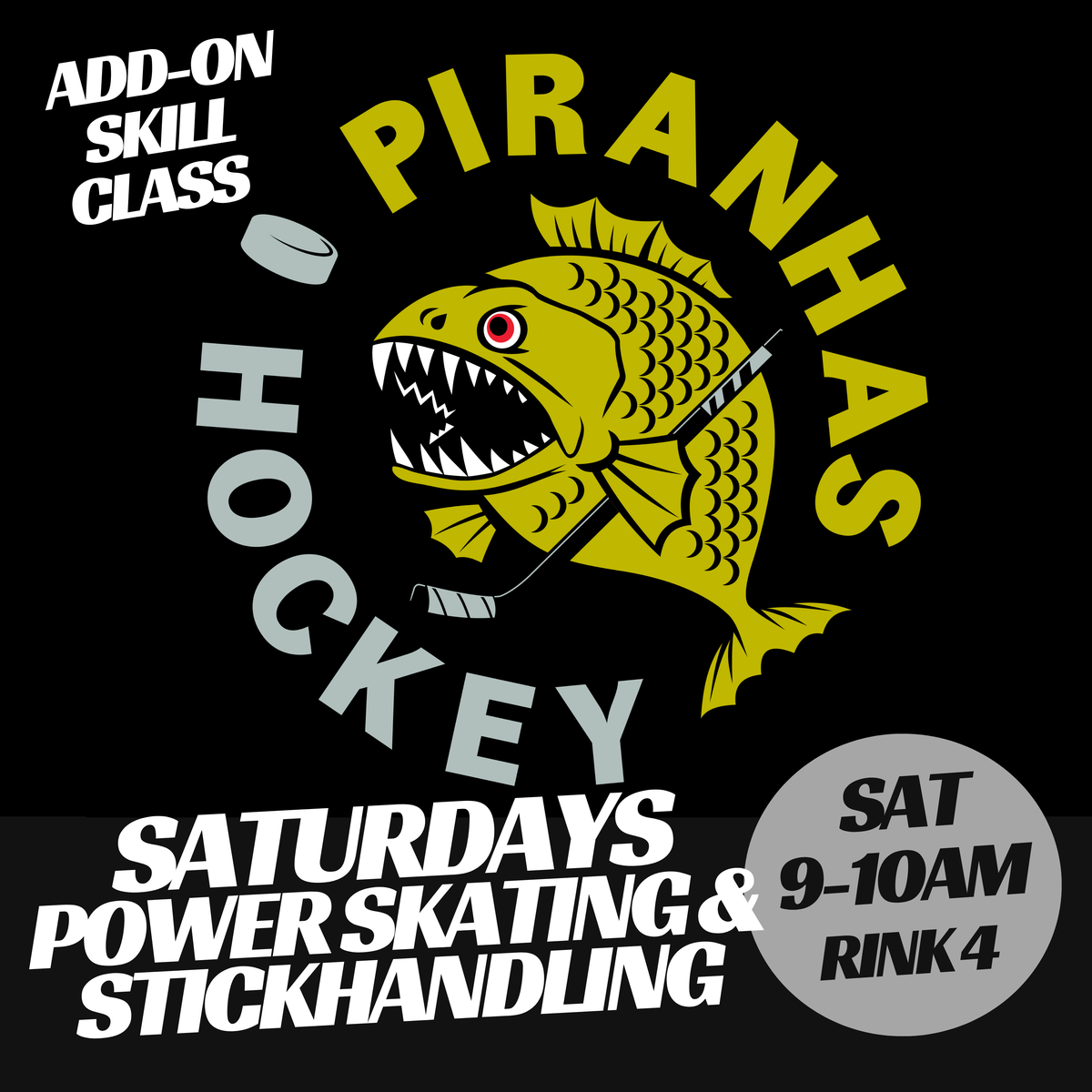 Saturday PS & Stickhandling DROP-IN SEPT-DEC (ADD-ON PROGRAM) 9-10am Rink 4